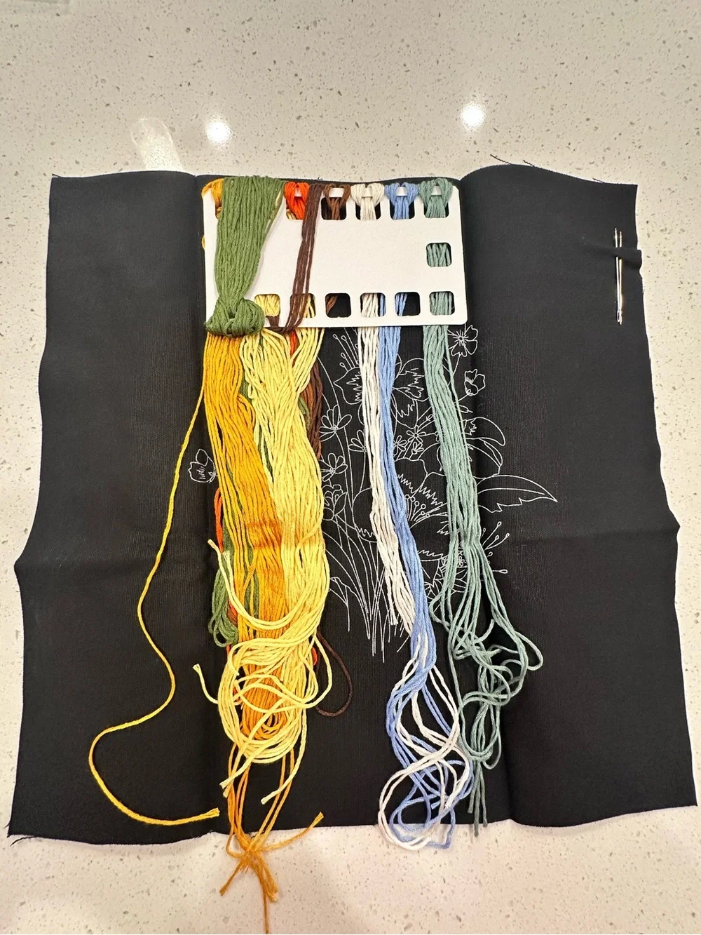 New 3-Piece Floral Embroidery Kit Set with Hoops, Floss & Guides
